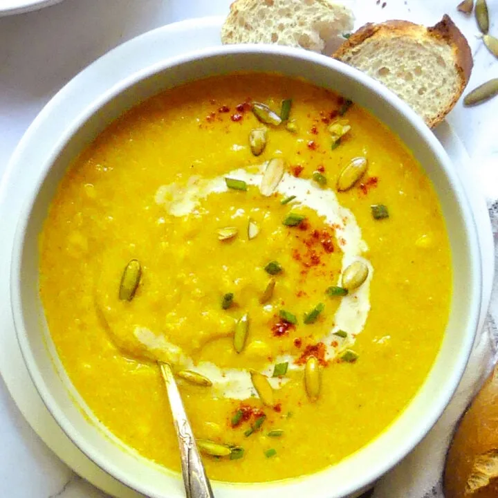 Rich and Creamy Butternut Squash and Corn Soup